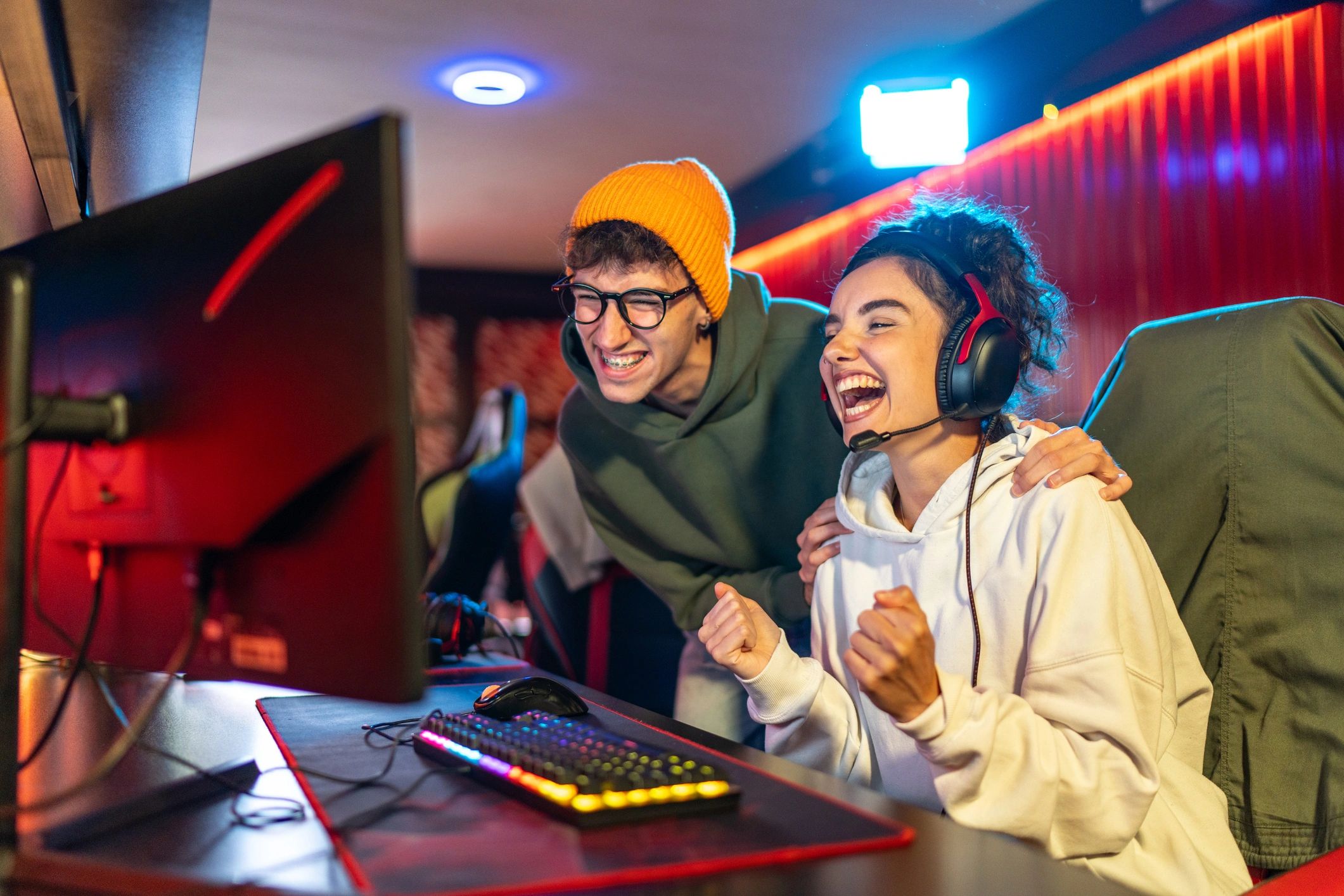 Young people gaming together